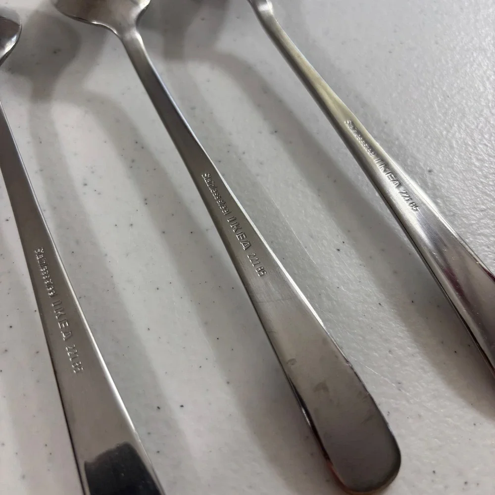 IKEA 22185 Stainless Steel Long Handle Iced Tea Spoons Set of 3 Silver Flatware